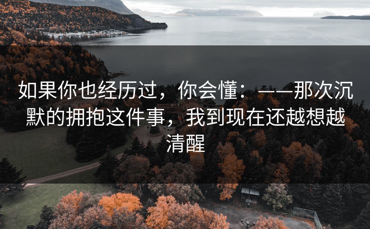 如果你也经历过，你会懂：——那次沉默的拥抱这件事，我到现在还越想越清醒
