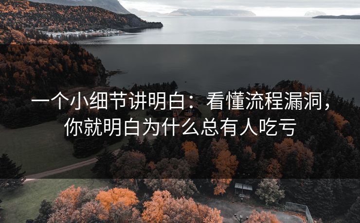 一个小细节讲明白：看懂流程漏洞，你就明白为什么总有人吃亏