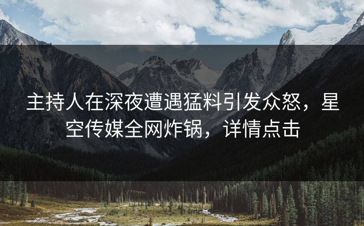 主持人在深夜遭遇猛料引发众怒，星空传媒全网炸锅，详情点击