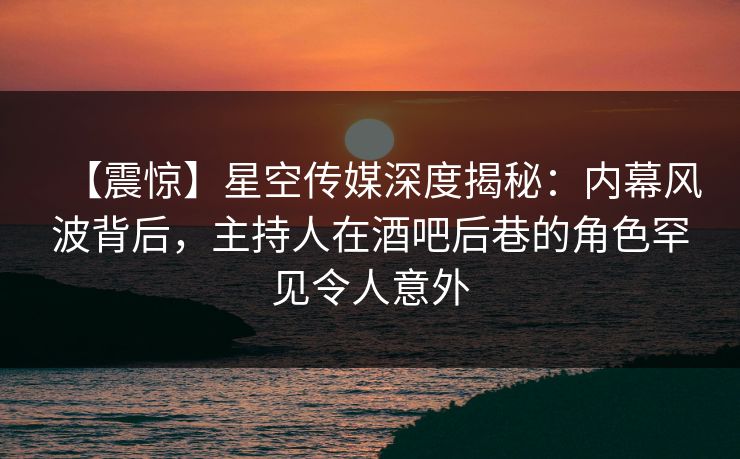 【震惊】星空传媒深度揭秘：内幕风波背后，主持人在酒吧后巷的角色罕见令人意外