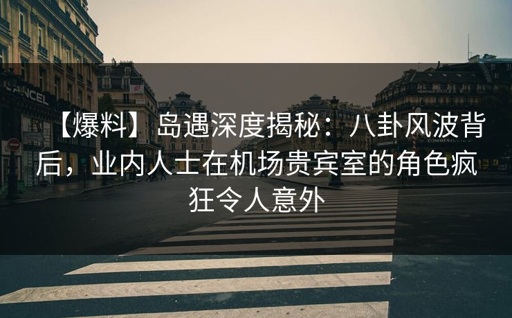 【爆料】岛遇深度揭秘：八卦风波背后，业内人士在机场贵宾室的角色疯狂令人意外