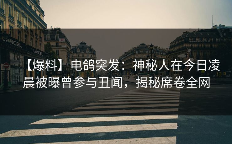 【爆料】电鸽突发：神秘人在今日凌晨被曝曾参与丑闻，揭秘席卷全网