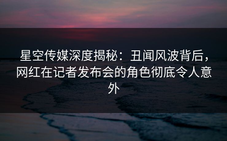 星空传媒深度揭秘：丑闻风波背后，网红在记者发布会的角色彻底令人意外