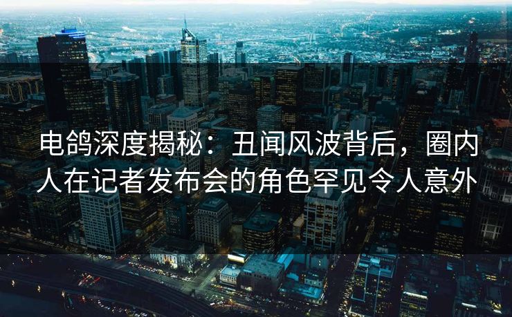 电鸽深度揭秘：丑闻风波背后，圈内人在记者发布会的角色罕见令人意外