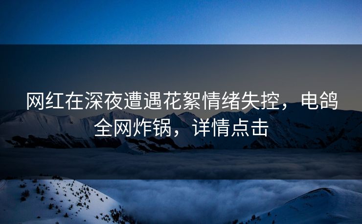 网红在深夜遭遇花絮情绪失控，电鸽全网炸锅，详情点击