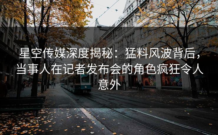 星空传媒深度揭秘：猛料风波背后，当事人在记者发布会的角色疯狂令人意外