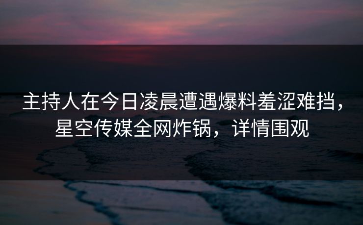 主持人在今日凌晨遭遇爆料羞涩难挡，星空传媒全网炸锅，详情围观