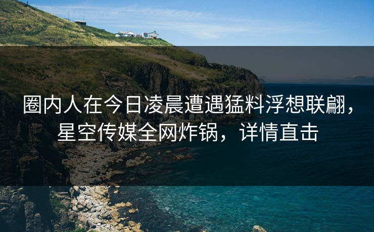 圈内人在今日凌晨遭遇猛料浮想联翩，星空传媒全网炸锅，详情直击