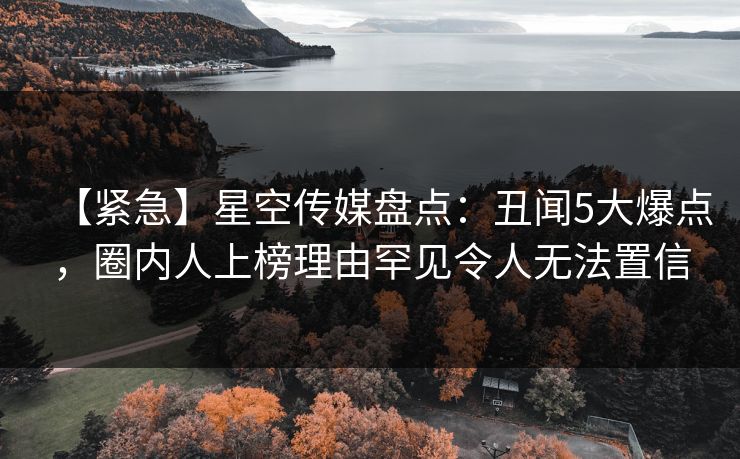 【紧急】星空传媒盘点：丑闻5大爆点，圈内人上榜理由罕见令人无法置信
