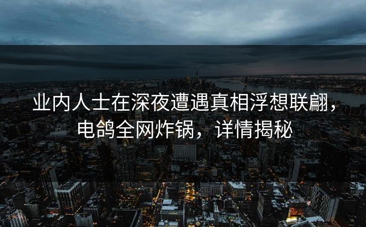 业内人士在深夜遭遇真相浮想联翩,电鸽全网炸锅,详情揭秘 业内人士在深夜遭遇真相浮想联翩,电鸽全网炸锅,详情揭秘