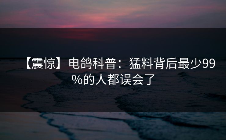 【震惊】电鸽科普：猛料背后最少99%的人都误会了